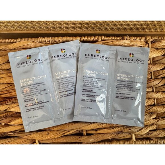 Pureology Strength Cure Blonde Purple Shampoo & Conditioner Travel Packets 10ml - Picture 1 of 2